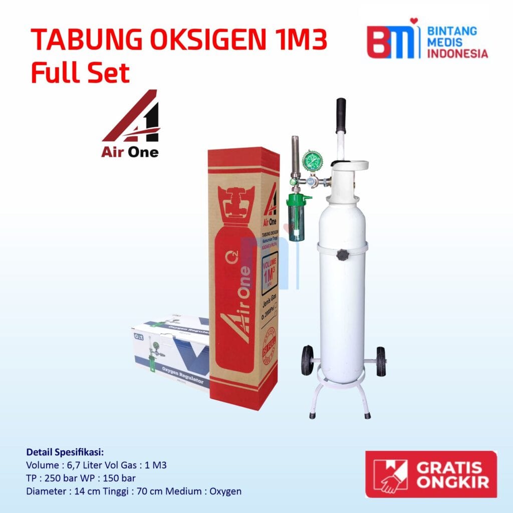 tabung oksigen 1m3 fullset | bintang medis