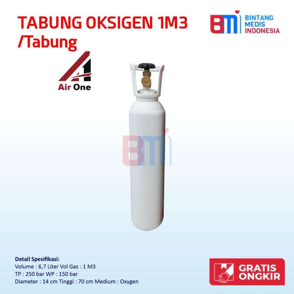 tabung oksigen 1m3 fullset | bintang medis