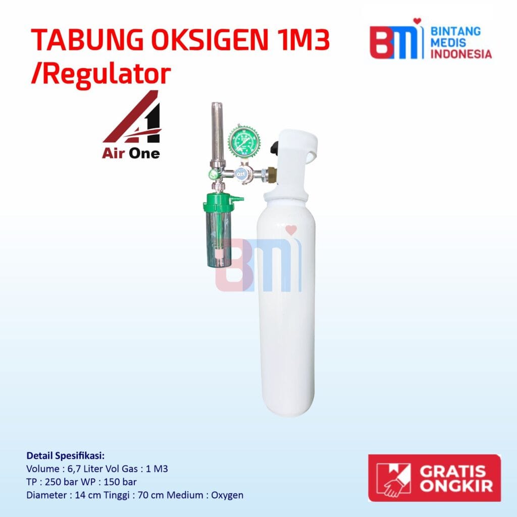 tabung oksigen 1m3 fullset | bintang medis