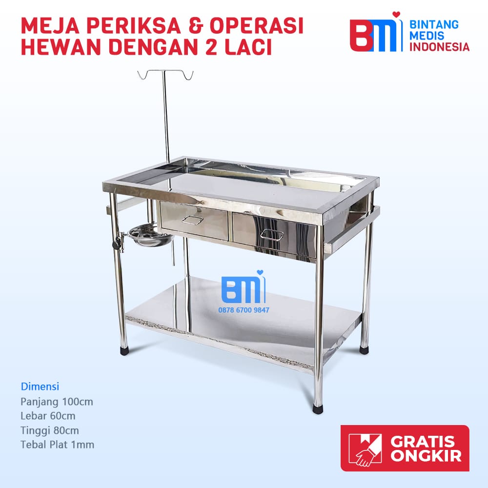 Meja Periksa Hewan 2 Laci