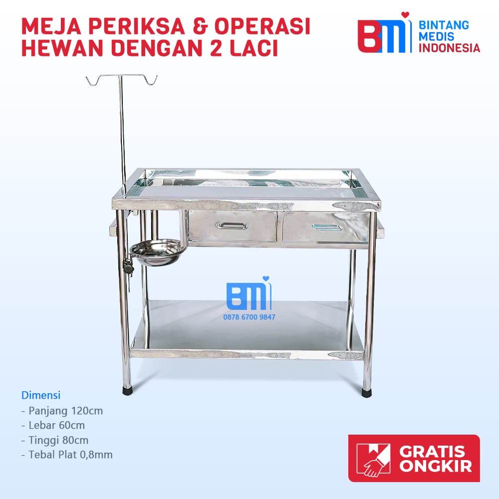 Meja Periksa Hewan 2 Laci