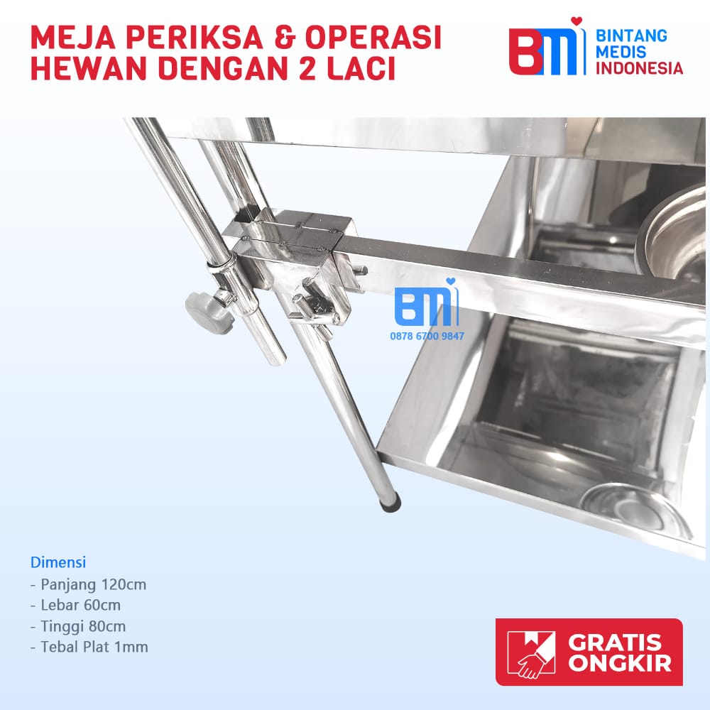 Meja Periksa Hewan 2 Laci