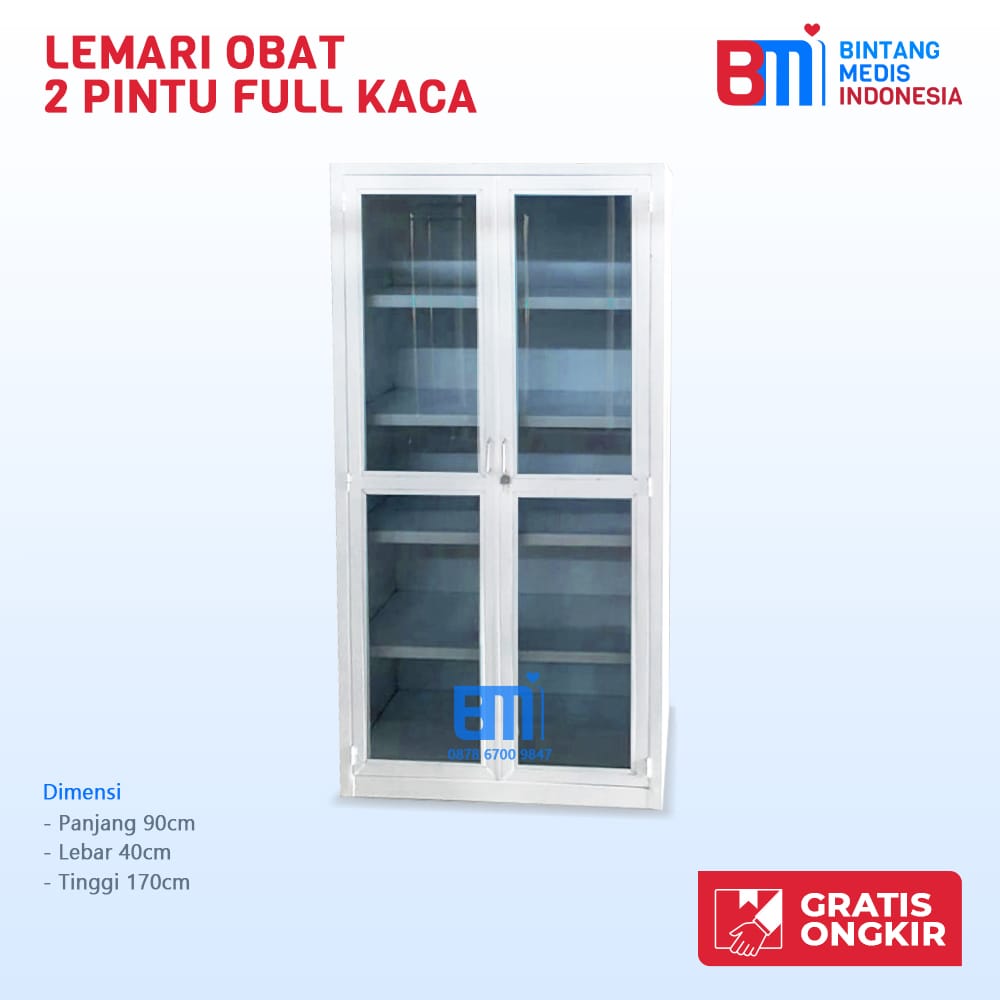 Lemari Penyimpanan Obat 2 Pintu Full Kaca
