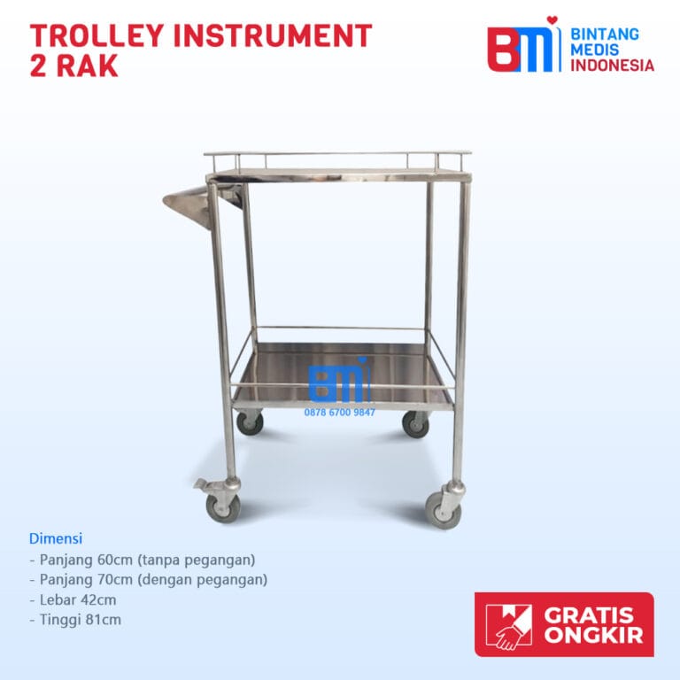 Trolley Instrument 2 rak – Bintang Medis Indonesia